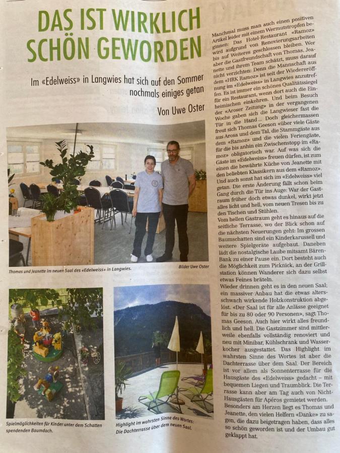 Gasthaus Edelweiss Langwies Exteriör bild